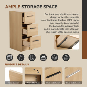 Slim Freestanding Bathroom Storage Cabinet, 3 Drawers - Light Oak