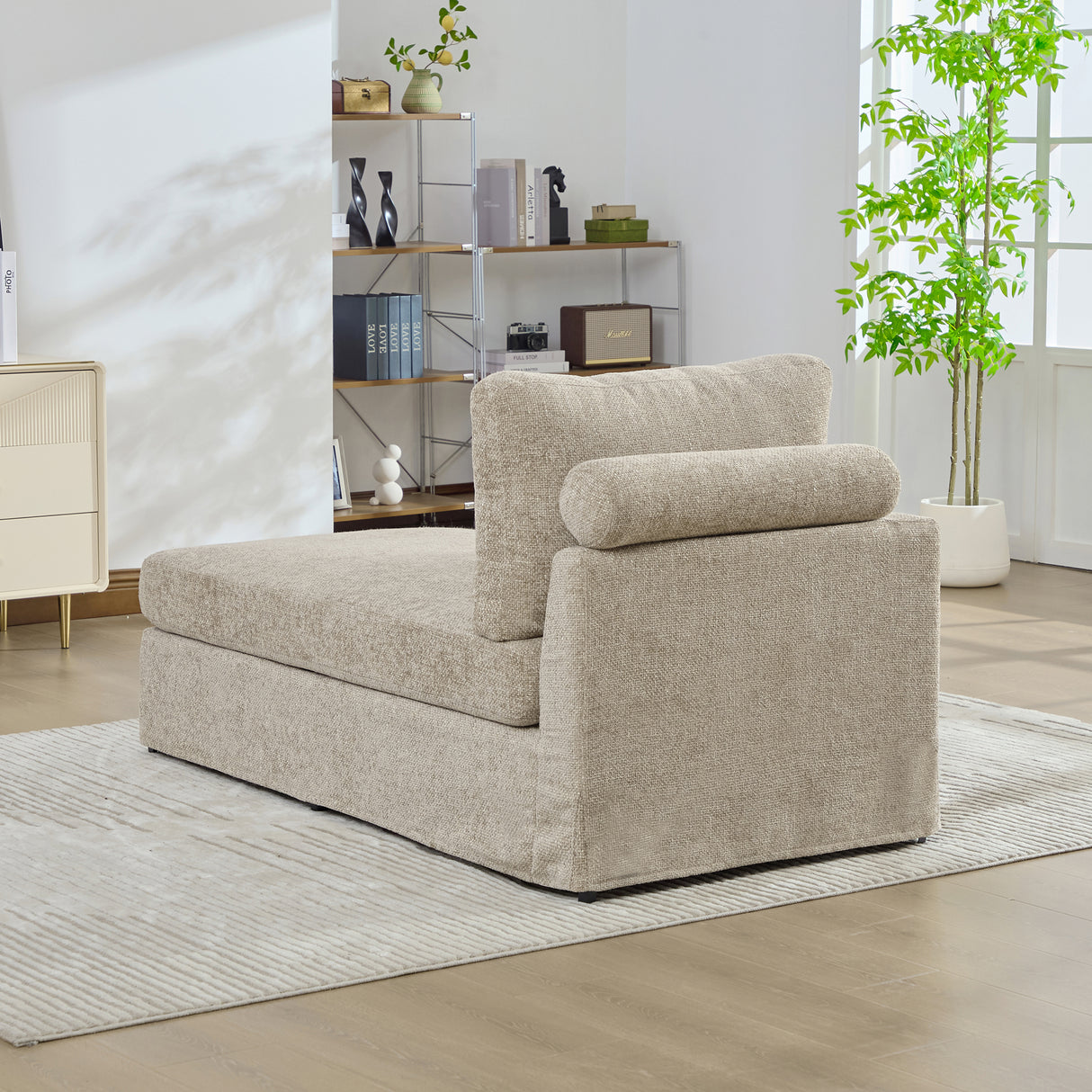 31.69" Wide Modular Sofa Bed With Cushions in Taupe