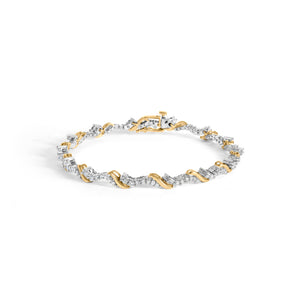 10K Yellow and White Gold 2.00 Cttw Diamond "S" Link 7" Bracelet (H-I Color, I2-I3 Clarity)