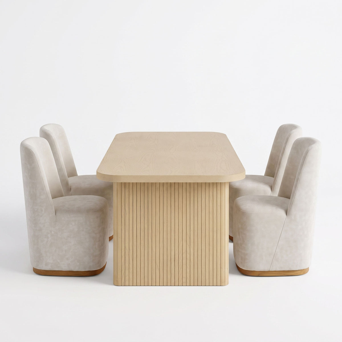68.75" Wood Dining Table Set with 4