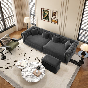 Chesterfield Sofa Bed – 3-in-1 Convertible Velvet Sofa