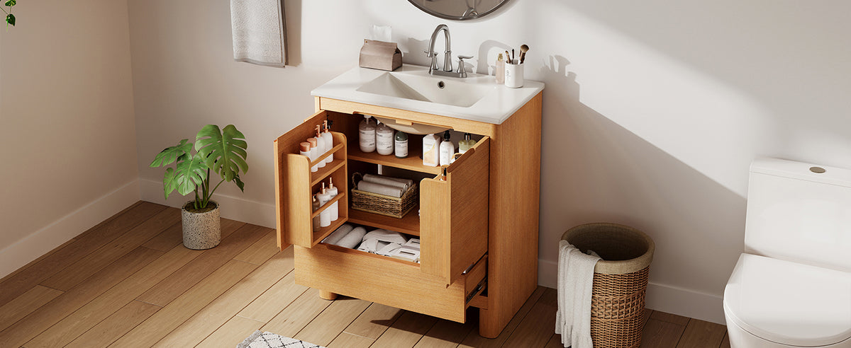 30" Softened Modern Bathroom Vanity with Ceramic Sink