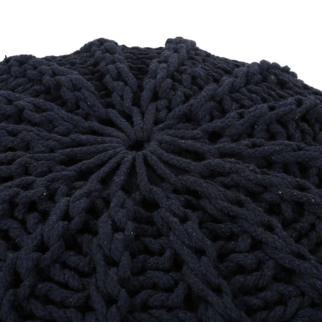 Bordeaux Knitted Cotton Round Pouf Ottoman and Floor Cushion