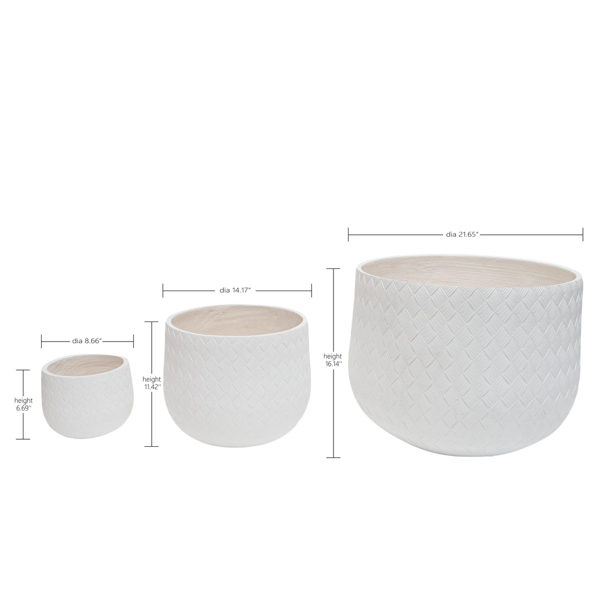 Assorted Sizes Magnesium Oxide Round Planter Set of 3