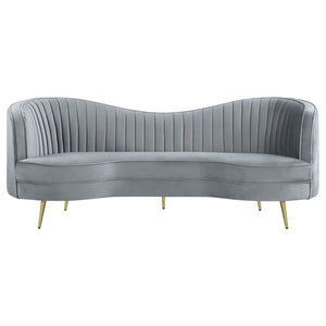 Reigha - Upholstered Sofa Lounge Furniture With Channel Tufted Backrest - Gray