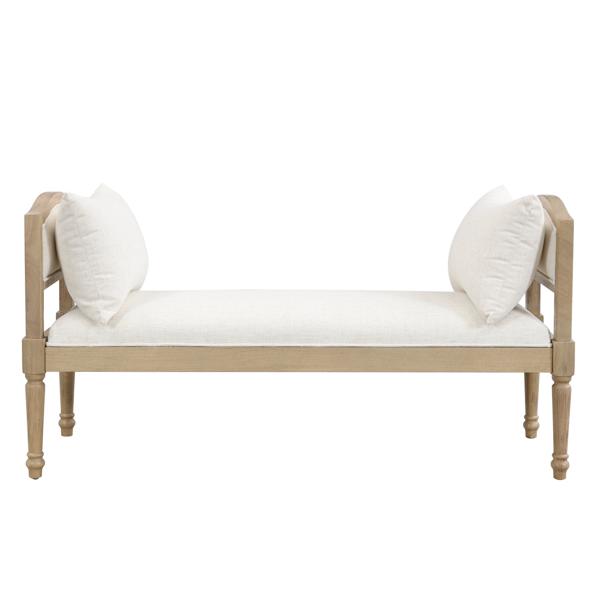 Upholstered Bench with Turned Legs & Side Cushions