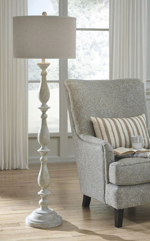 Bernadate - Poly Floor Lamp - Whitewash - Best Buy Furniture