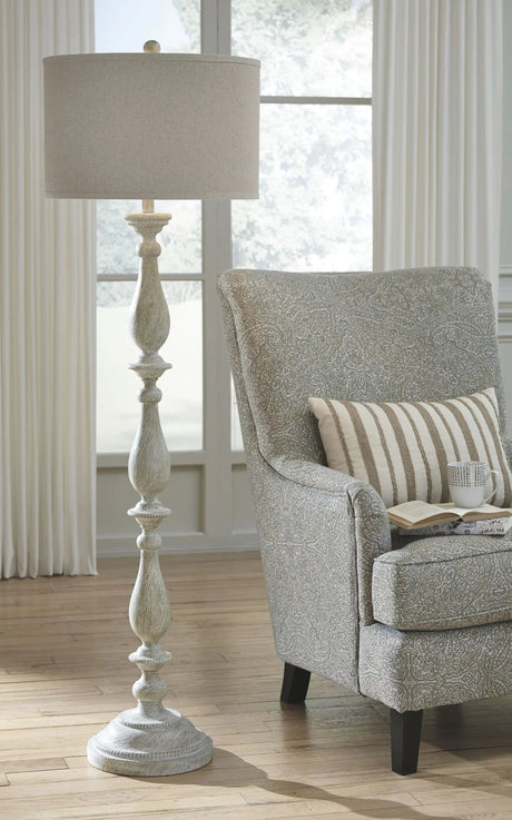 Bernadate - Poly Floor Lamp - Whitewash - Best Buy Furniture