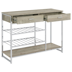 Ethel - 2 Drawer Home Bar Storage With Wine Rack - Oak