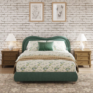 Upholstered Platform Bed Frame With Curved Headboard