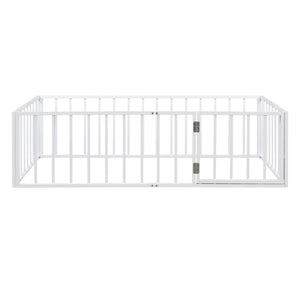 Metal Floor Bed Frame With Fence And Door