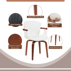 Mid Century Modern Bentwood Swivel Dining Chairs (Set of 2) - White / Walnut