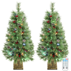 Set of 2, 4 ft Pre-Lit Christmas Trees