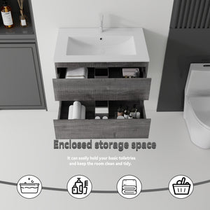 24 Inch Floating Bathroom Vanity with Sink, Soft-Close Drawer, Ceramic Sink, Plywood
