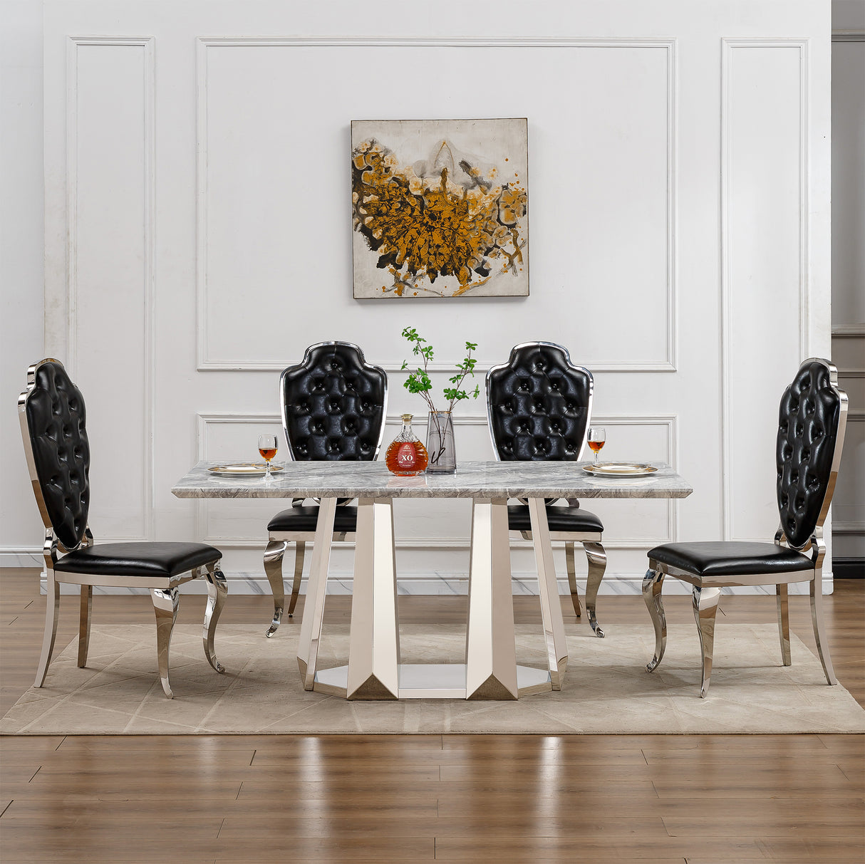 Marble Dining Table for 6 People