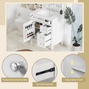 Bathroom Vanity With Top Sink, 2 Drawers & Tip Out Drawer