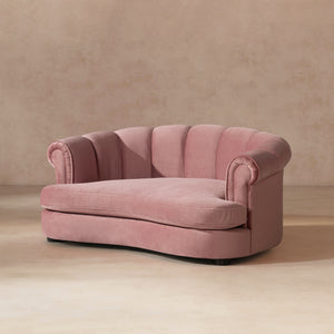 Halle 35.5" Rolled-Arm Dog Bed with Channel-Tufted Back