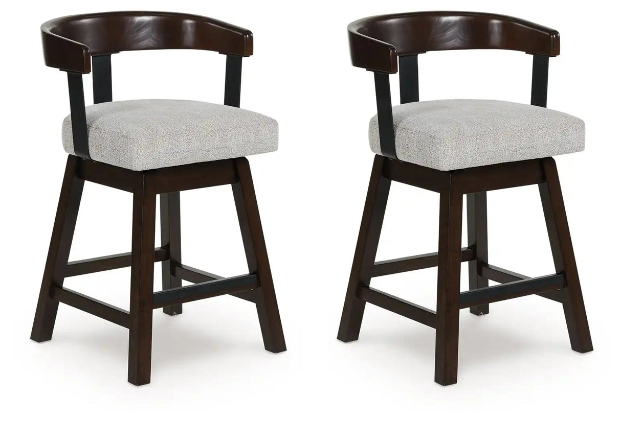 Haddigan - Upholstered Swivel Barstool (Set of 2) - Dark Brown - Best Buy Furniture