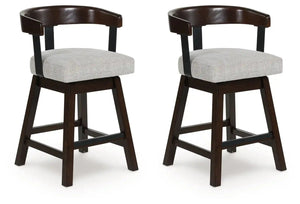 Haddigan - Upholstered Swivel Barstool (Set of 2) - Dark Brown - Best Buy Furniture