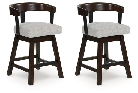 Haddigan - Upholstered Swivel Barstool (Set of 2) - Dark Brown - Best Buy Furniture