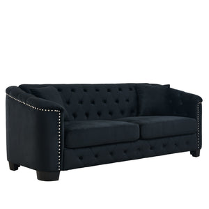 Modern Chesterfield Sofa With Tufted Backrest For Living Room