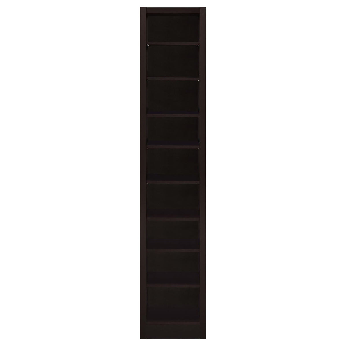 Rectangular Bookcase Tall Slim Storage With 9 Shelves - Brown