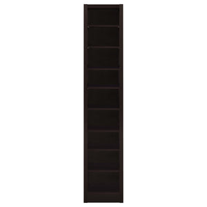 Rectangular Bookcase Tall Slim Storage With 9 Shelves - Brown