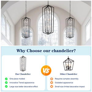12-Light Farmhouse Kitchen Chandeliers, Matte