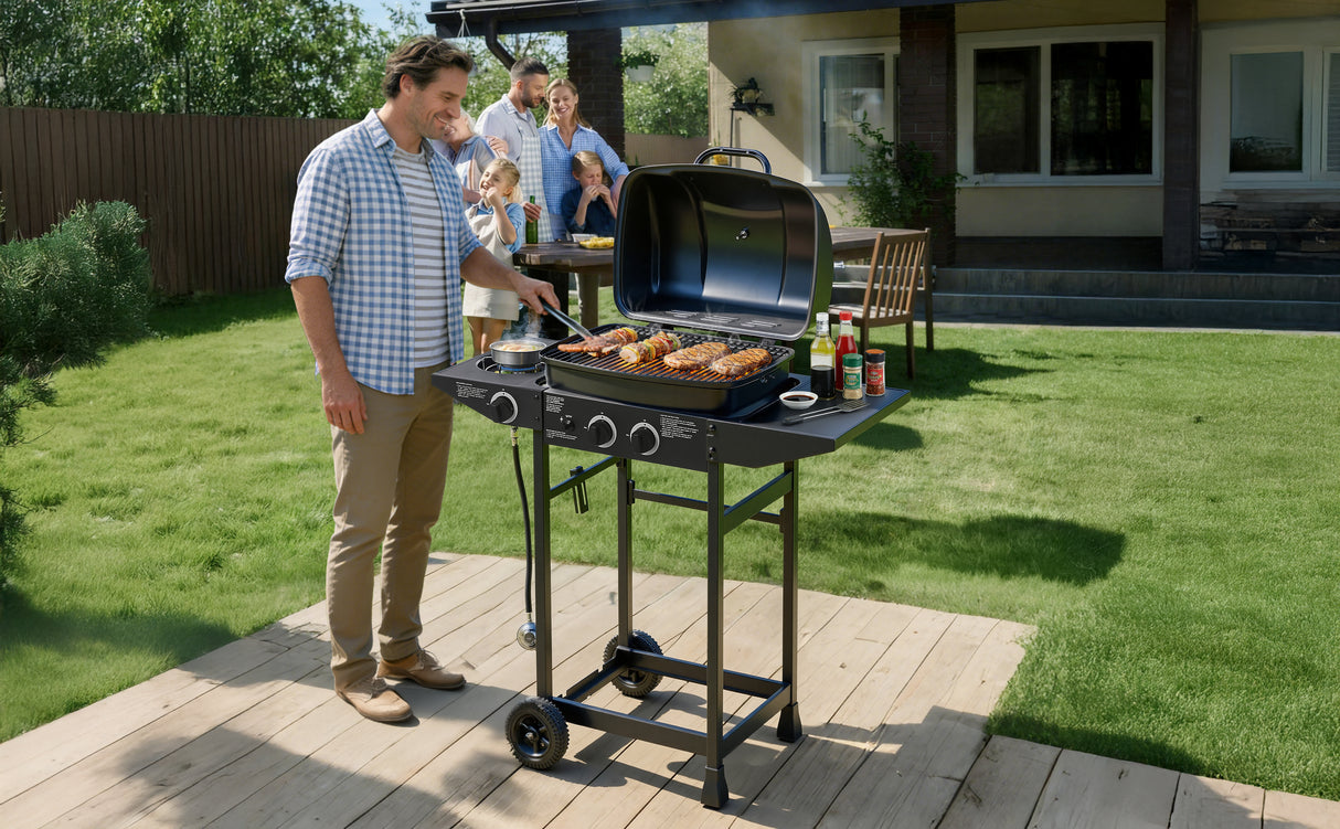 2 Burner Propane Gas BBQ Grill with Side Burner