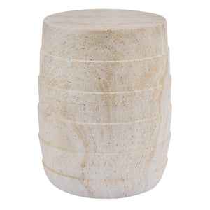 Modern Cylindrical Travertine-Look MGO Outdoor Side Table