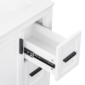 Bathroom Vanity With Sink, Soft-Close Doors, Double-Layer Shelf And 3 Drawers
