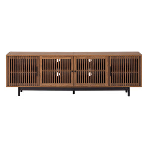 TV Stand For TVs, Entertainment Center With Closed Storage & Cable Management, Soft Closing Hinges - Walnut