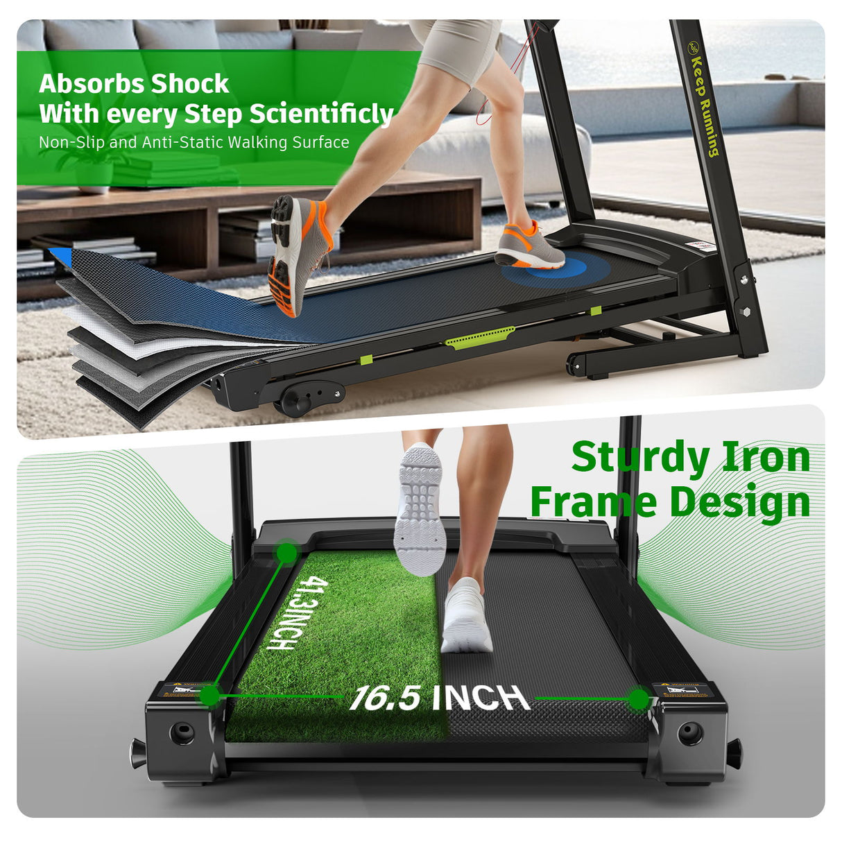 Foldable Treadmill With Incline For Home, Electric Running Machine With Speed Control, Pulse Monitor, 12 Training Programs - Black