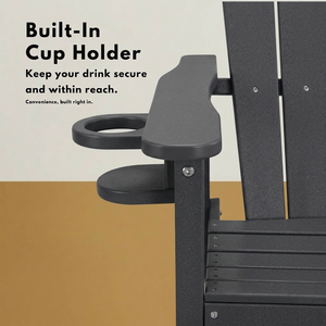 HDPE Bar Height Adirondack Chair with Cup Holder - Gray