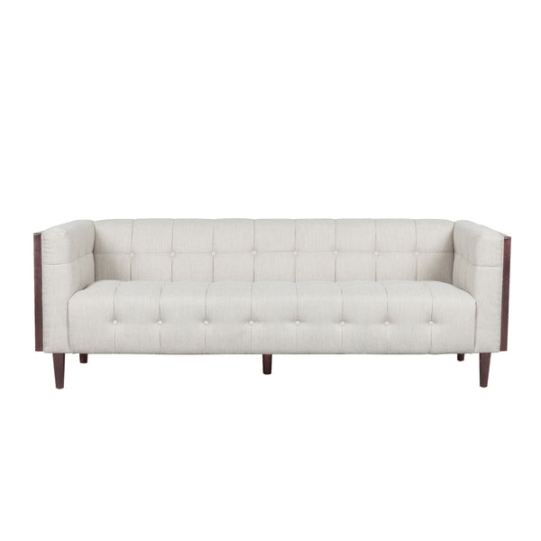Contemporary Mid-Century Charm 3 Seater Sofa With Button Tufted Waffle Stitching