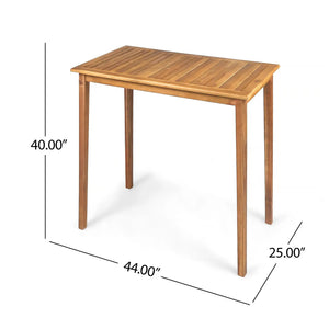 Outdoor Minimalist Acacia Wood Rectangle Bar Table - Best Buy Furniture