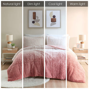 Twin/Twin XL Ombre Shaggy Long Fur Comforter Mini Set
