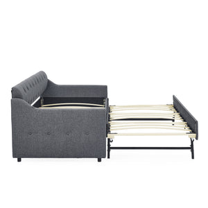 Daybed With Trundle And Storage Drawers, Flat Arms With Pocket