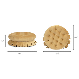 Roquefort 24.5" Round Tufted Velvet Pet Bed with Box-Pleated Skirt