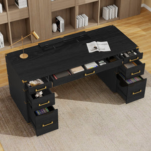 70" Extra-Large Classic and Traditional Executive Desk with Metal Edge Trim
