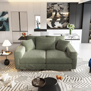 Convertible Deep Seat Sofa With Soft Pillows And Ottomans