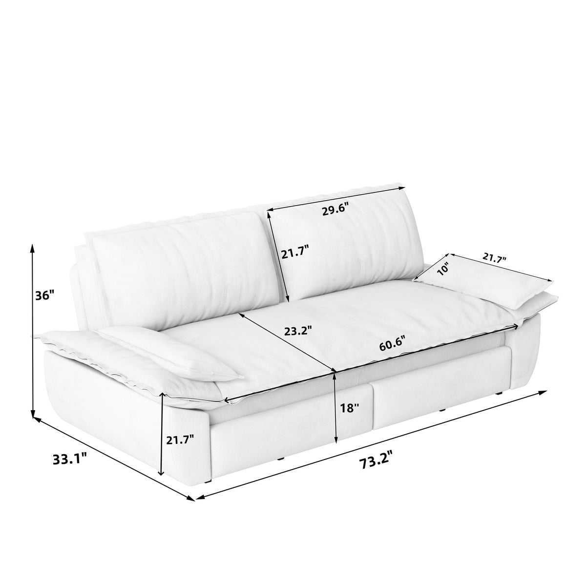 3-in-1 Convertible Velvet Sofa Bed with Queen Pull Out Sleeper - Beige/White