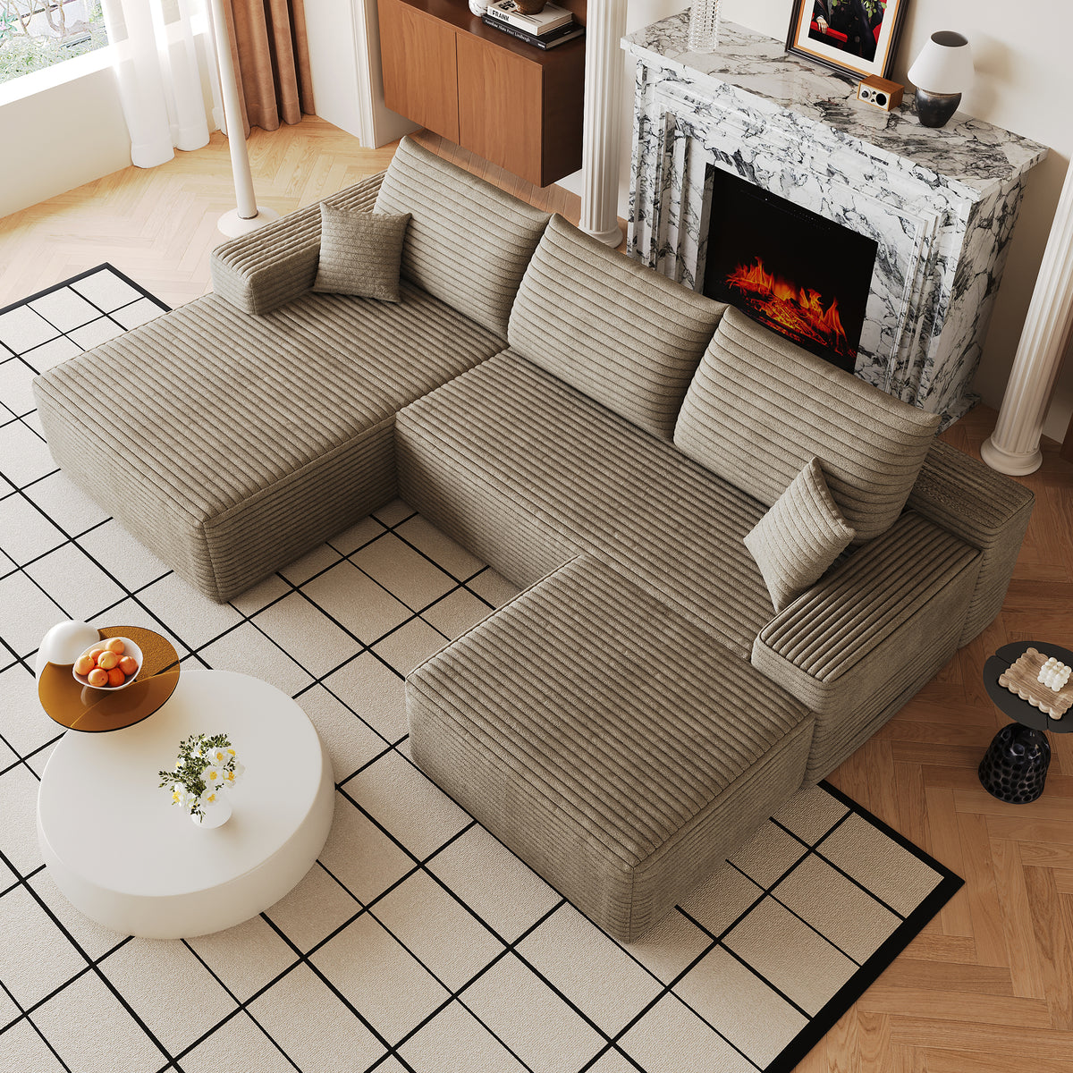 107" Cloud Sectional Sofa with Ottoman