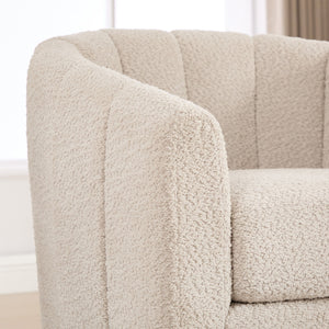 Swivel Upholstered Barrel Chair With Metal Base