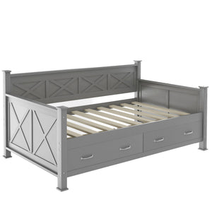 Modern Daybed With 2 Large Drawers, X Shaped Frame