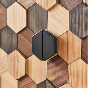 Distressed Storage Cabinet with Honeycomb Pattern