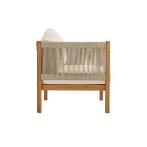 Outdoor Loveseat and Coffee Table Set with Acacia Wood Frame in Teak Look