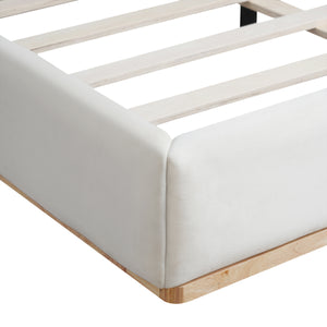 Elegant Upholstered Bed With Solid Wood Frame, King
