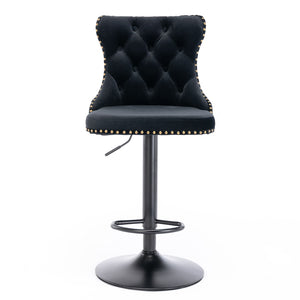 Swivel Barstools Adjusatble Seat Height, Modern Upholstered Bar Stools With Backs Comfortable Tufted For Home Pub And Kitchen Island (Set of 2)