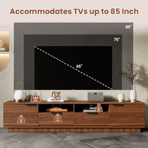 TV Stand, Entertainment Center With Deep Drawers, Cable Management & Soft Closing Hinges